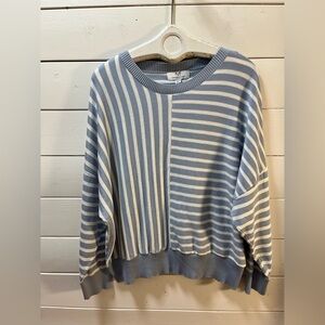 MAGASCHONI Blue & Ivory Striped Knit Sweater Size 3X